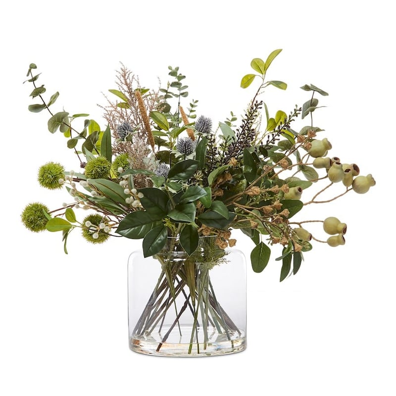 Native Bouquet In Vase Gum & Natives Green & White Bouquet