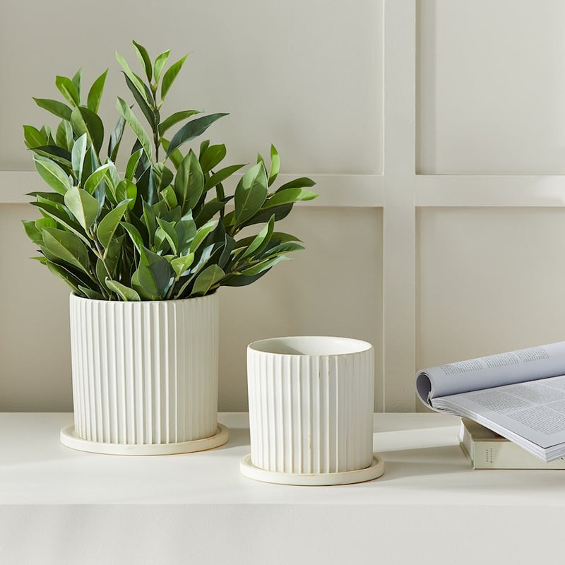 Vertical Cream Pot and Saucer 