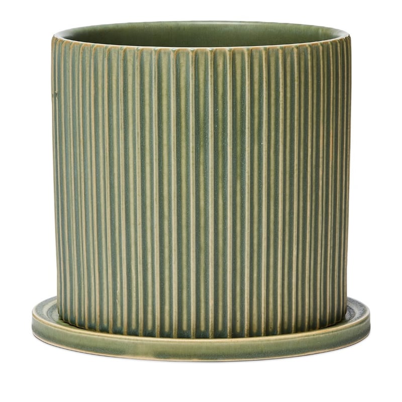 Vertical Green Pot and Saucer