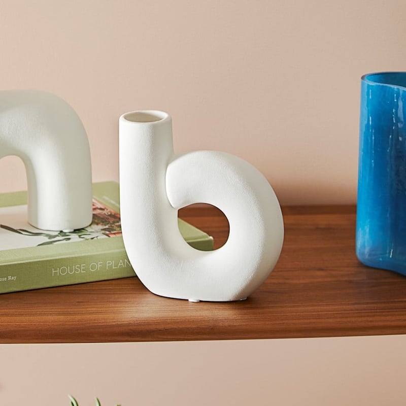 Pipe White B Shape Small Vase