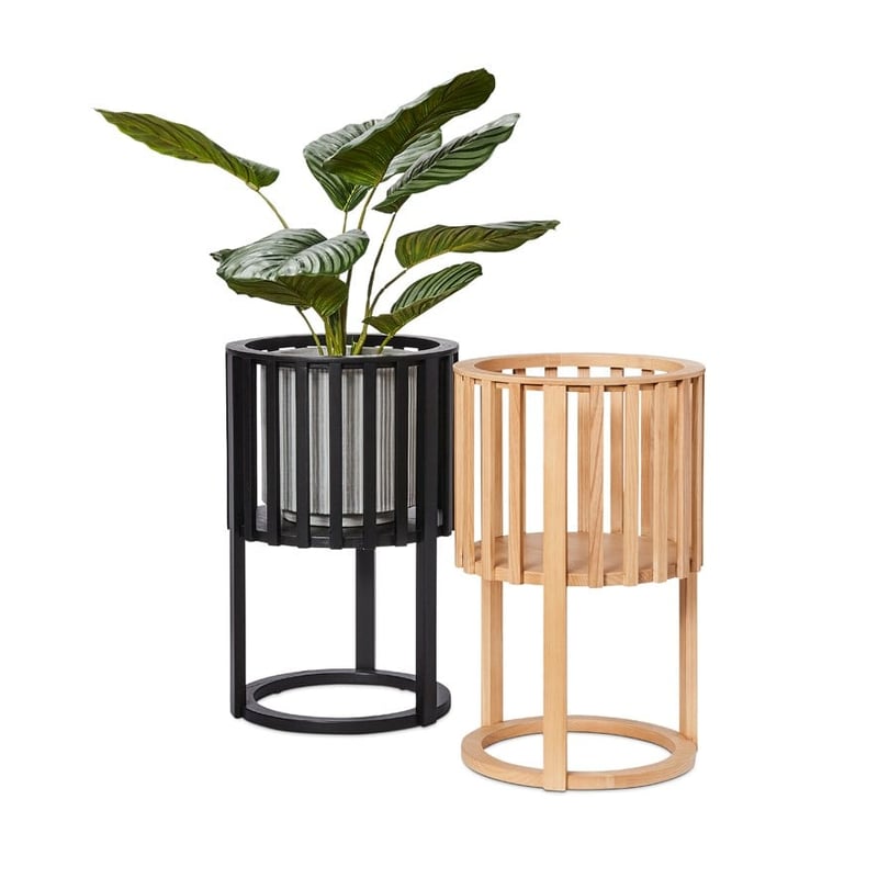 Slat Black Plant Stand
