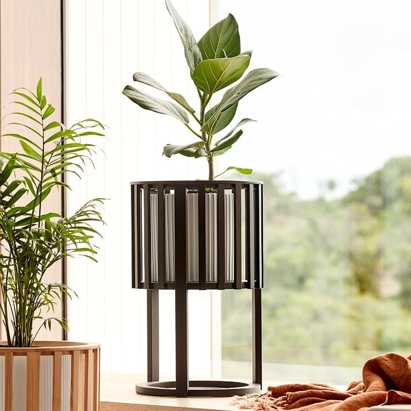 Slat Black Plant Stand