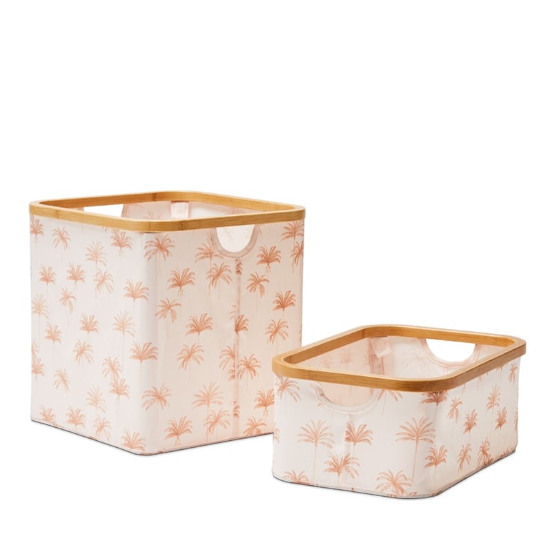 Anderson Palm Print Square Storage Basket