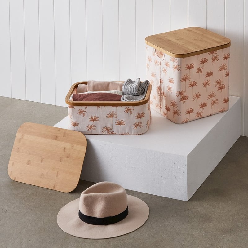 Anderson Palm Print Square Storage Basket