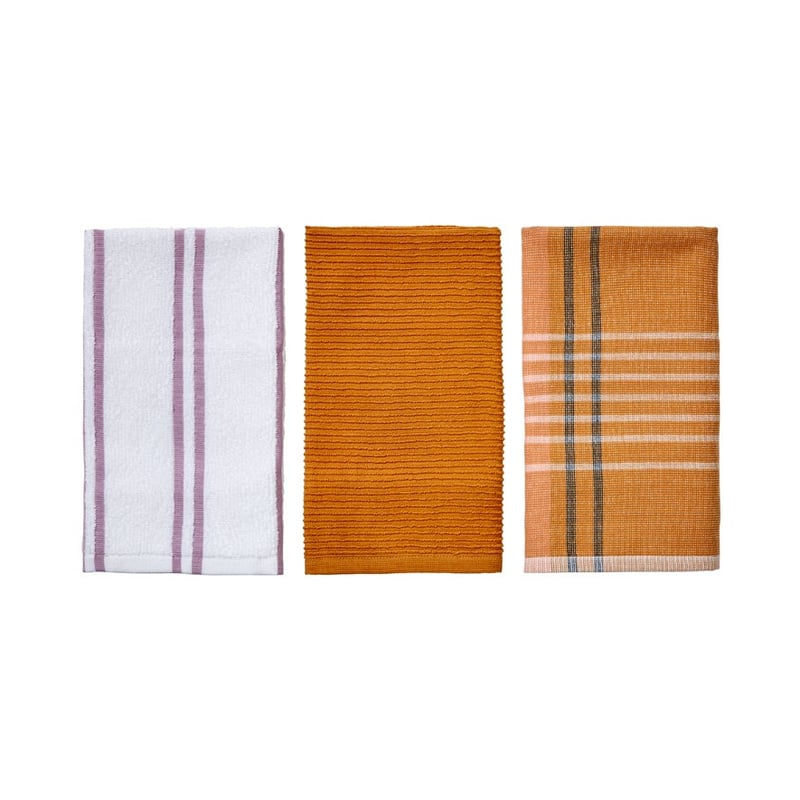 Essential Caramel Plaid Check Tea Towel 3 Pack