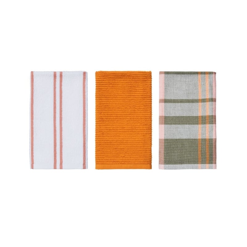 Essential Check Khaki & Blush Plaid Tea Towels Pack of 3