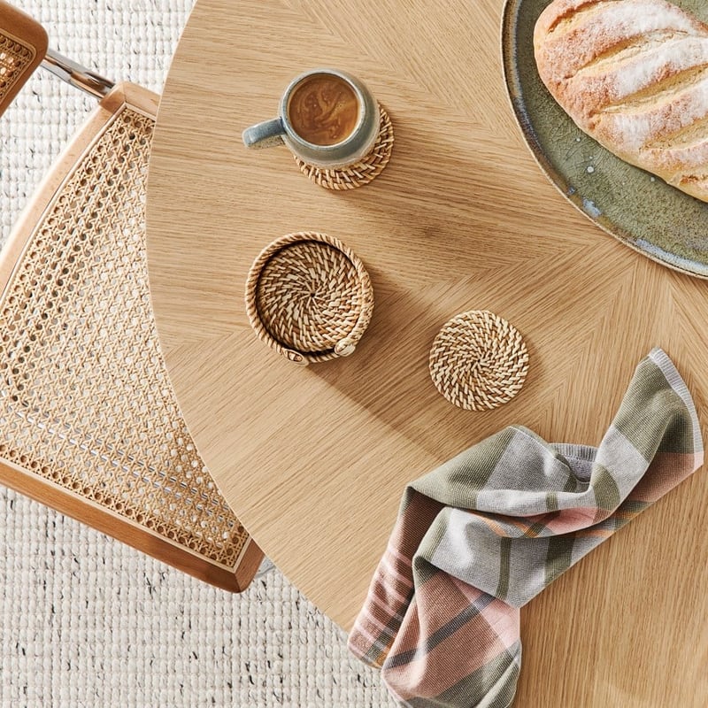 Essential Check Khaki & Blush Plaid Tea Towels Pack of 3