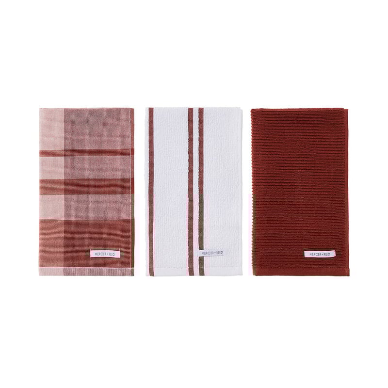 Essential Check Rust Plaid Tea Towels Pack of 3