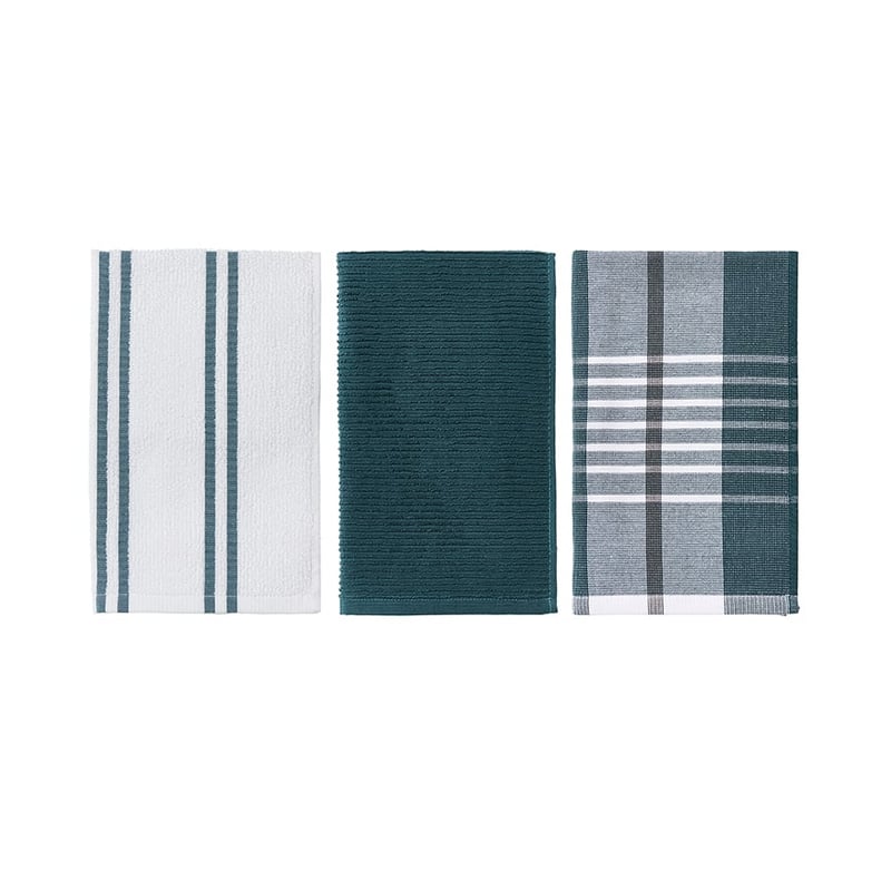 Essential Check Tea Towels  Teal Plaid 3pk