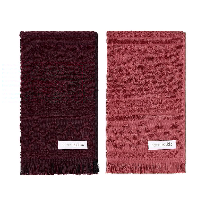 Turin Pack of 2 Berry/Rose Tea Towel