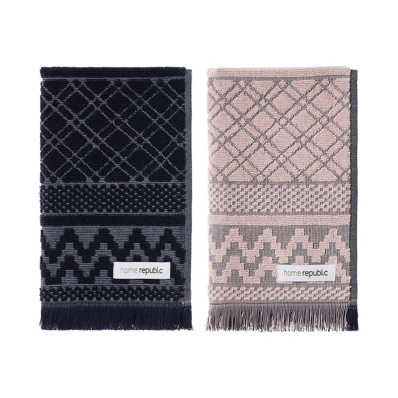 Turin Blush & Indigo Tea Towel 2 Pack