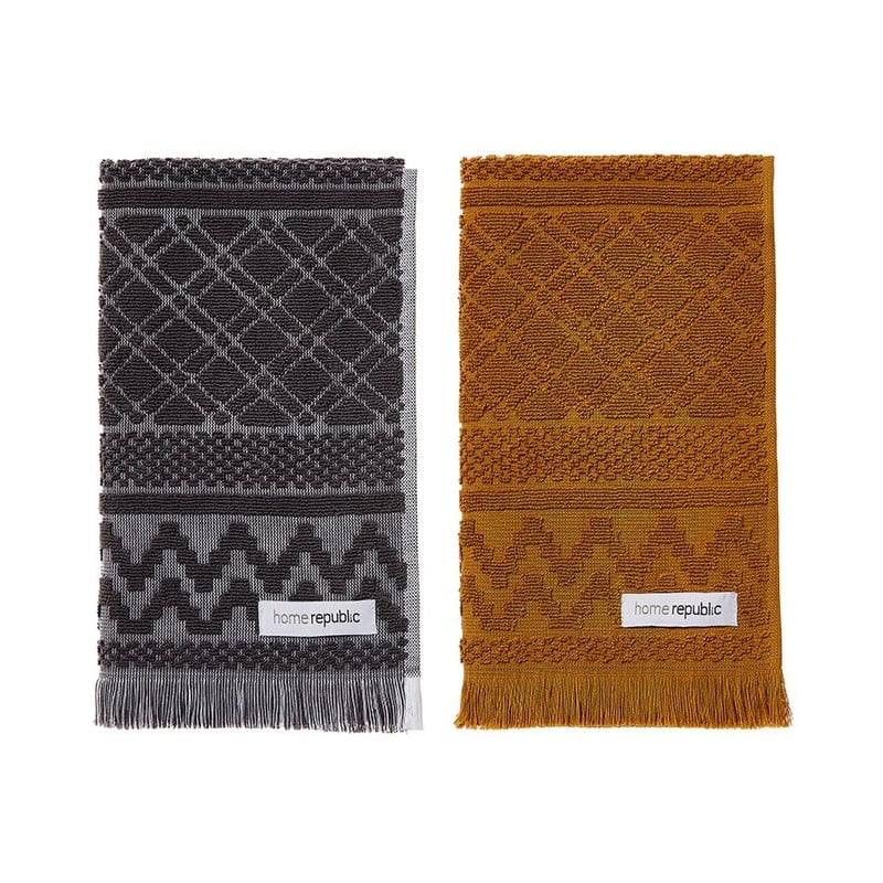 Turin Bronze & Coal Tea Towel 2 Pack