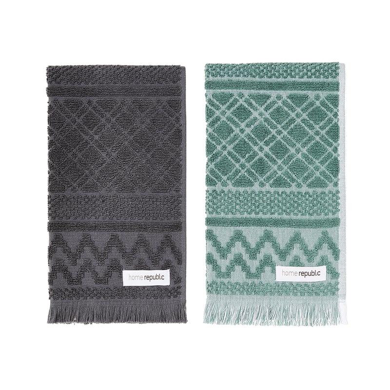 Turin Pack of 2 Hazel/Coal Tea Towel