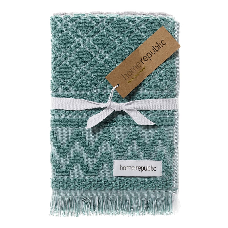 Turin Tea Towel Sage & Dove Grey Pack of 2