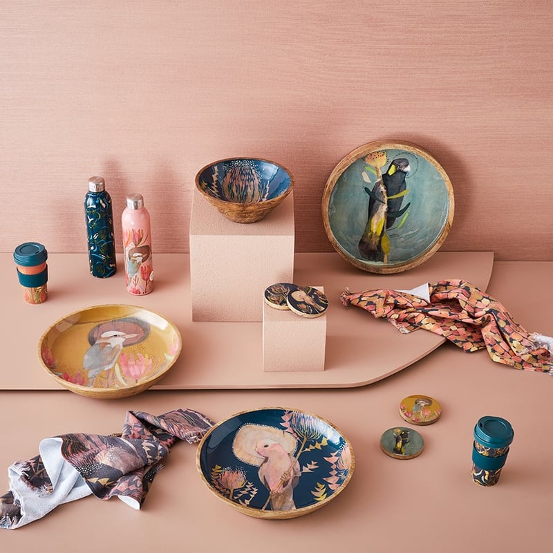 Dana Kinter Mustard Kookaburra Large Bowl 