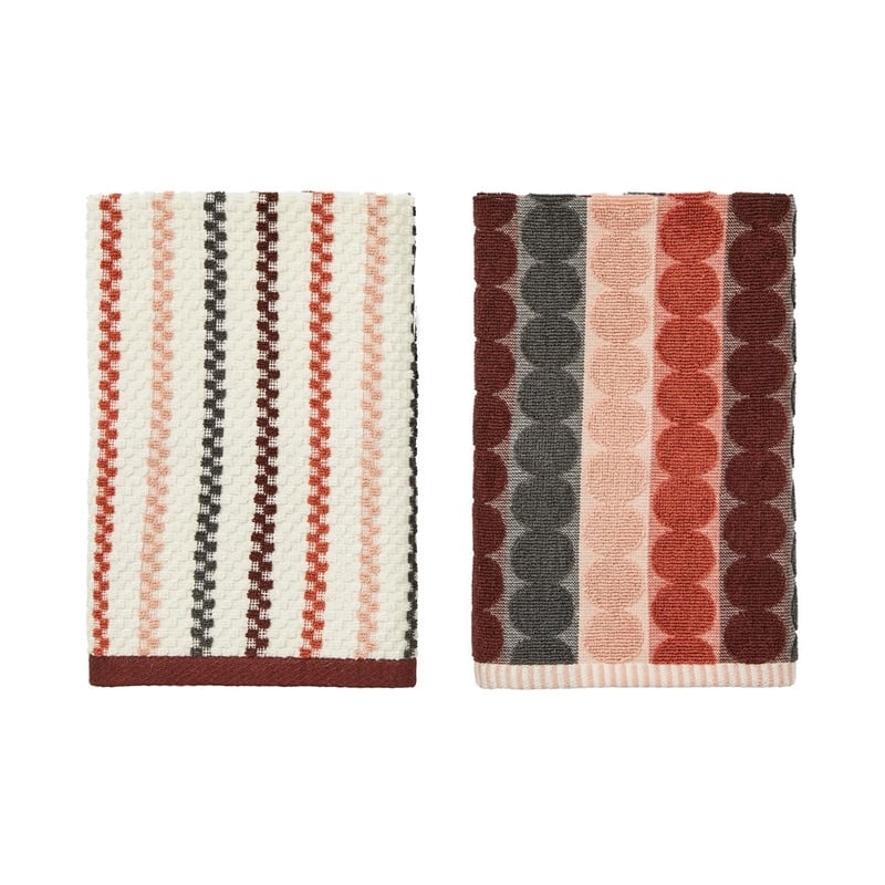 Mimi Cotton Bamboo Pink & Charcoal Pack of 2 Tea Towels