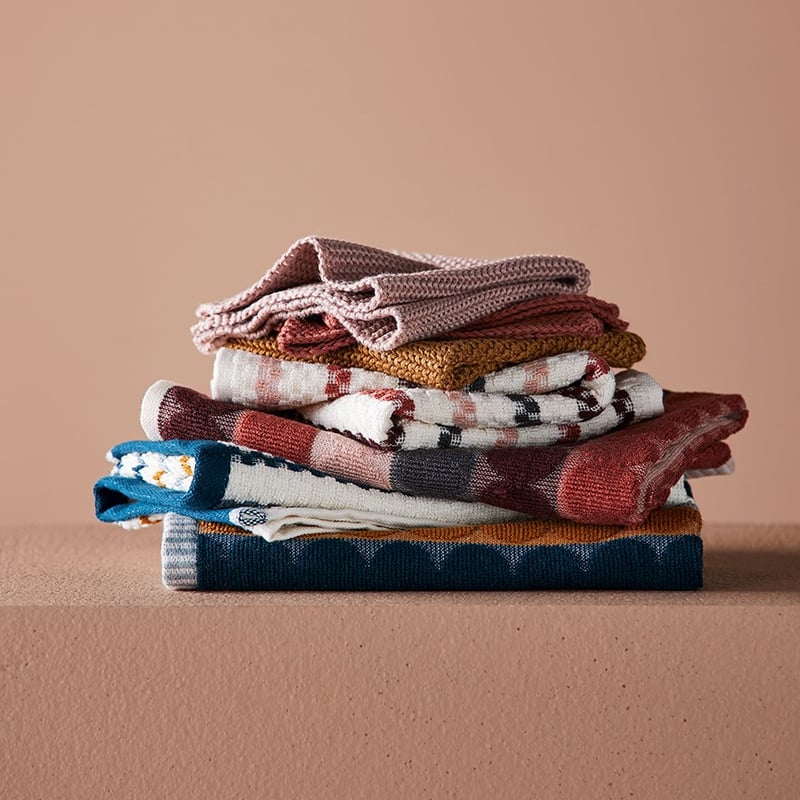 Mimi Cotton Bamboo Pink & Charcoal Pack of 2 Tea Towels