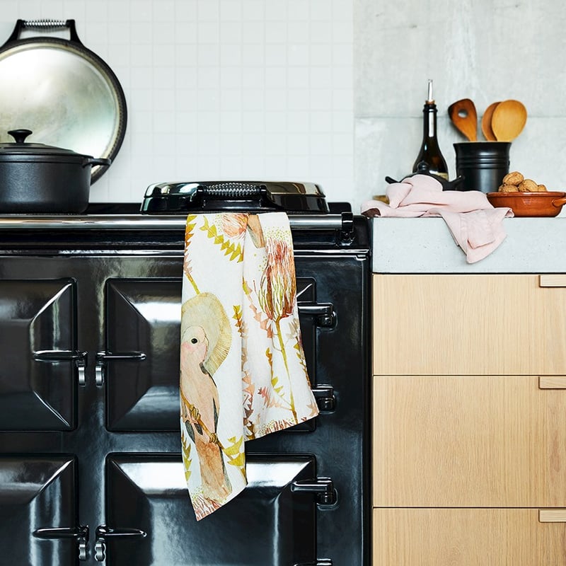 Dana Kinter Blush Galah Pack of 2 Linen Tea Towels