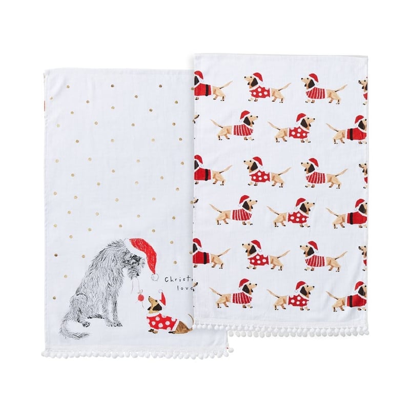 Christmas Dachshund Tea Towels Pack of 2 