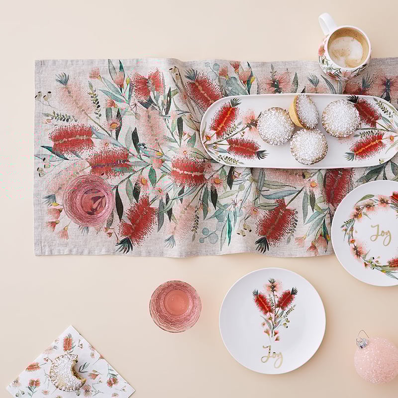 Festive Botanical Natural Table Runner