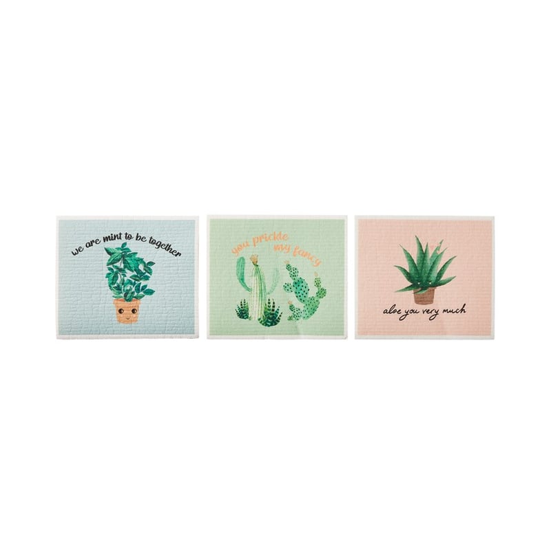 Swedish Printed Plant Pals Pack of 3 Dishcloths