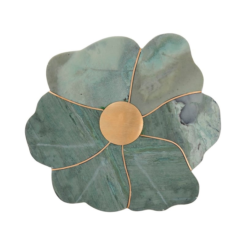 Daisy Green & Gold Marble Trivet