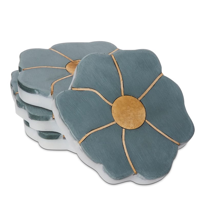 Daisy Green & Gold Marble Coasters Pack of 4