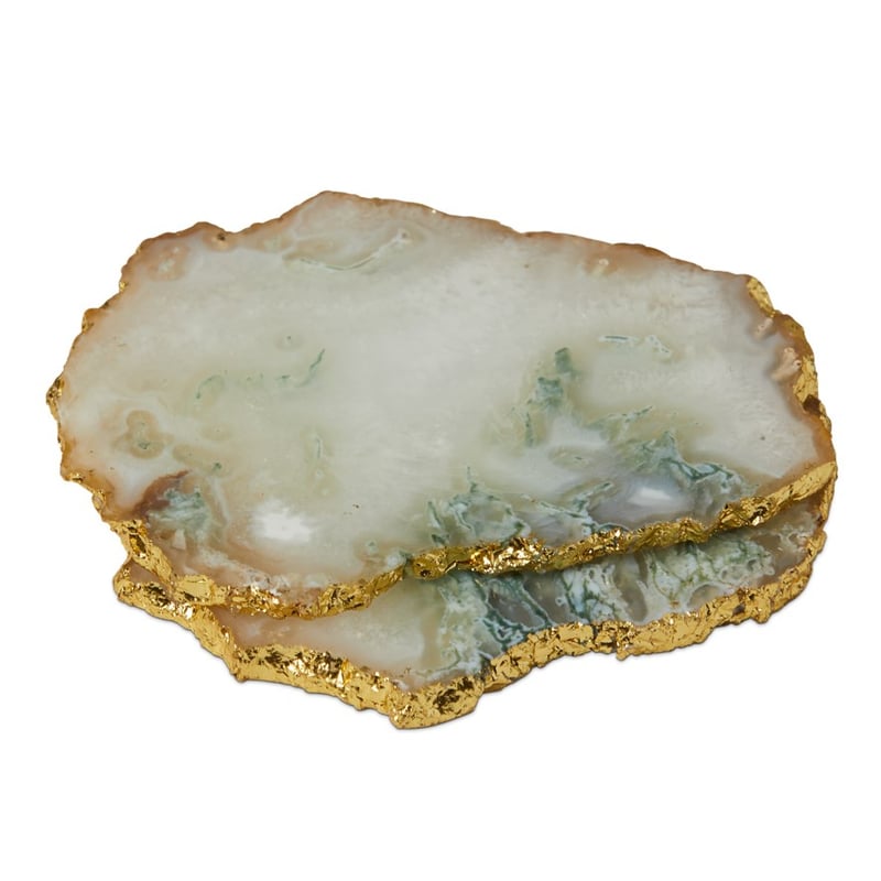 Agate Mint & Gold Coasters Pack of 2