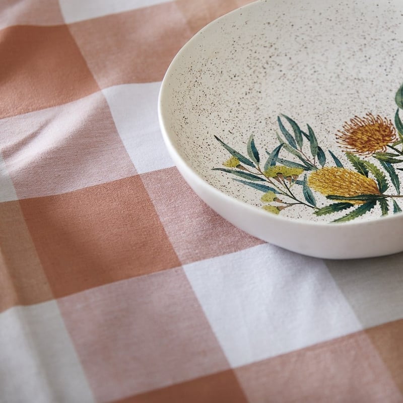 Frankie Pink & Cream Cotton Tablecloth