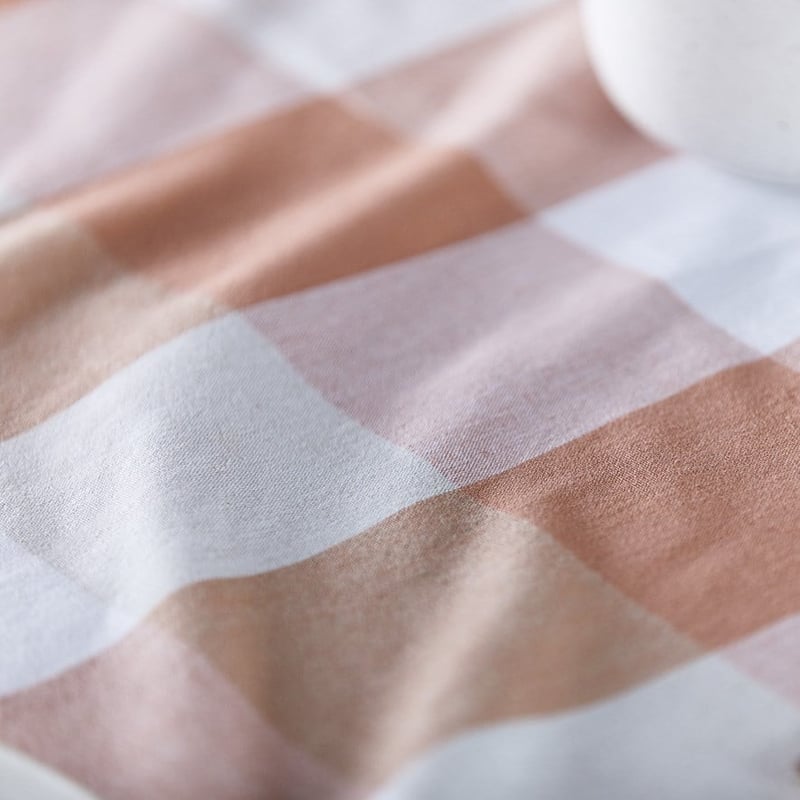 Frankie Pink & Cream Cotton Tablecloth