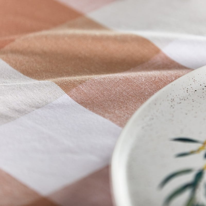 Frankie Pink & Cream Cotton Tablecloth