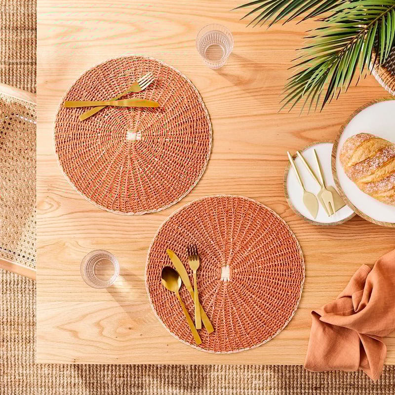 Summer Terracotta & Natural Placemats Lattice 