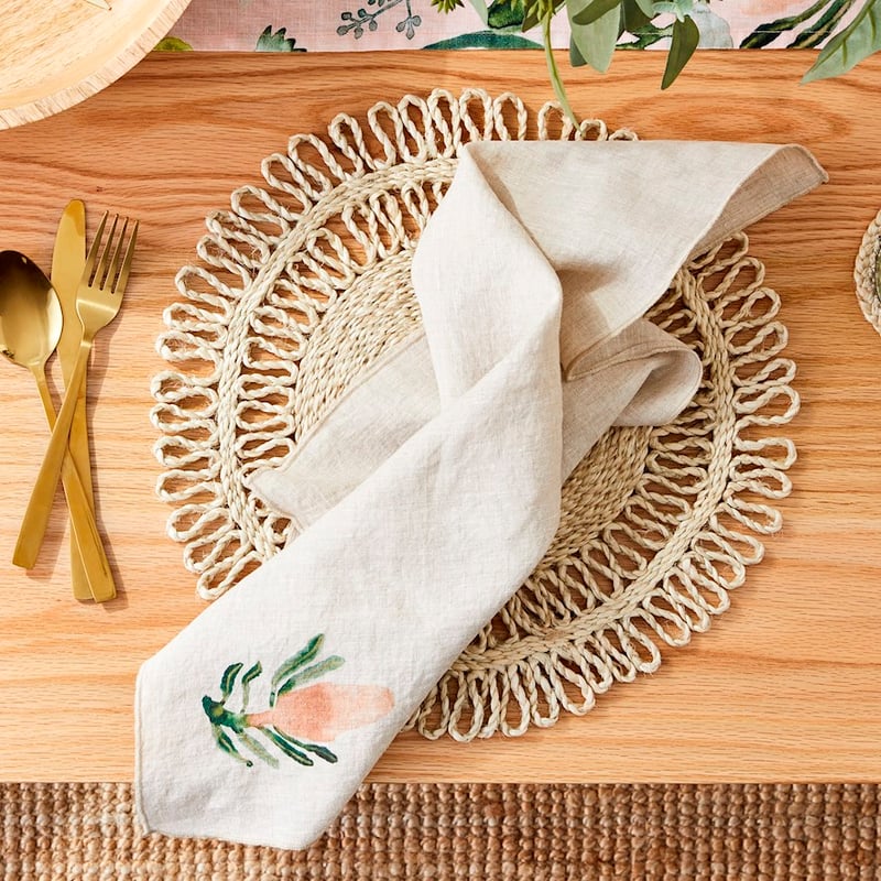 Habitation Natural & Green Linen Napkins 2 Pack  