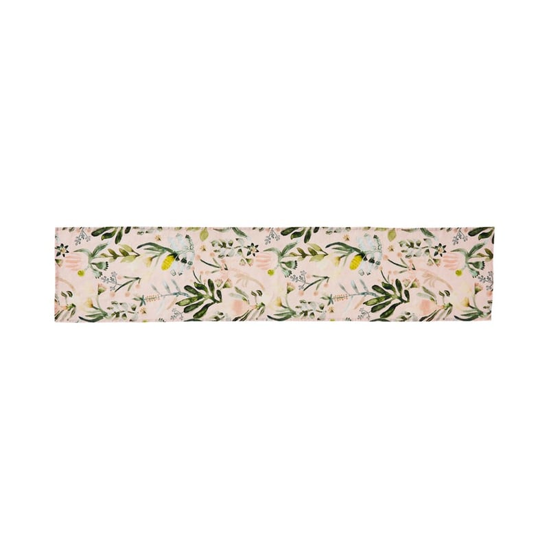 Habitation Pink & Green Linen Table Runner 