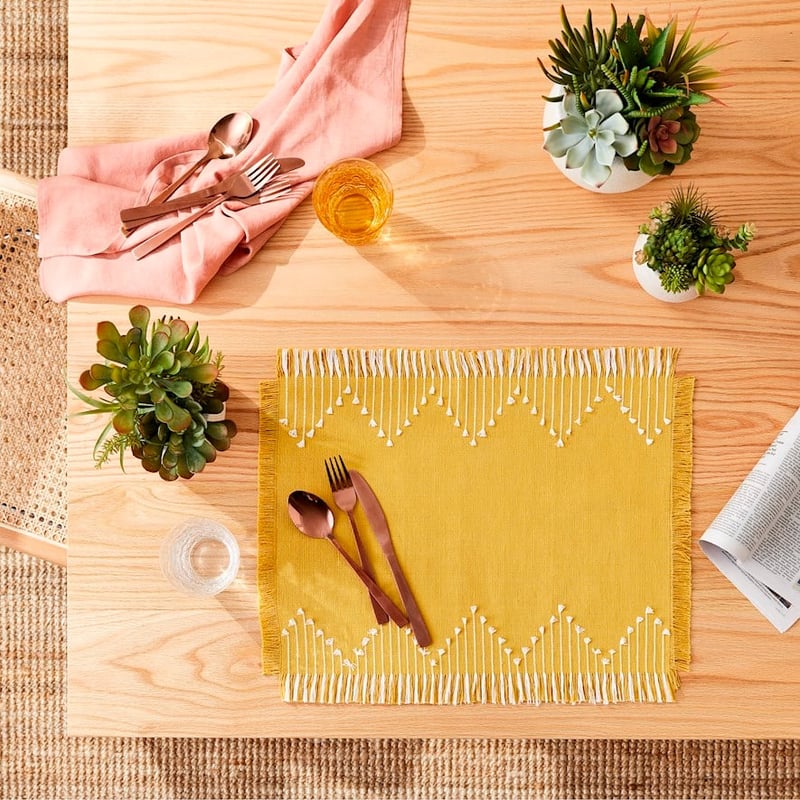 Assisi Mustard Fringe Placemat 2 Pack