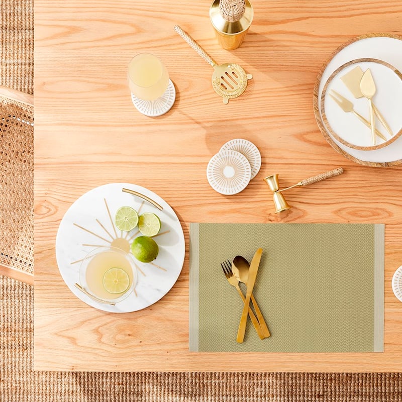 Vienna Chevron Green and Gold Placemats 4 Pack