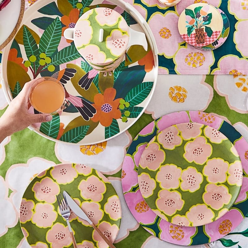 Togetherness Fiore Green Bamboo Plates Set of 2