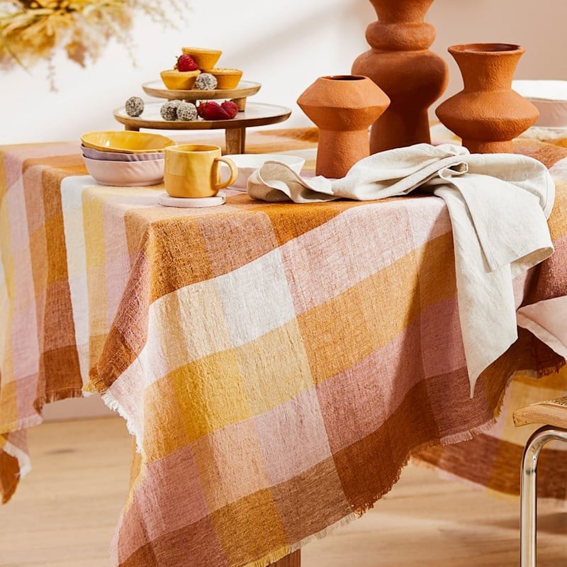 Rae Malmo Earth Check Linen Tablecloth