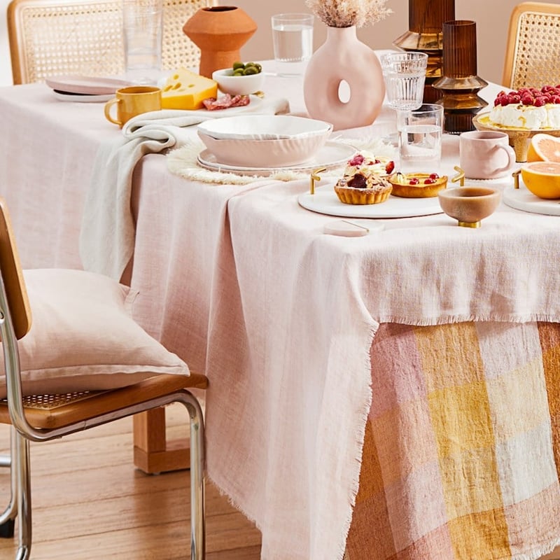 Malmo Nude Pink Linen Tablecloth