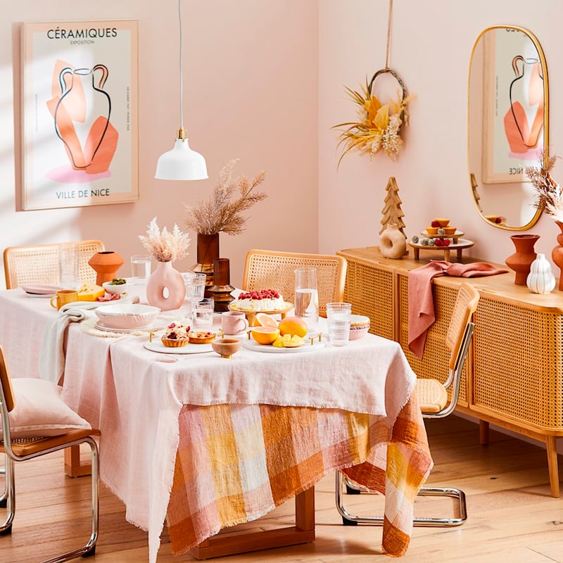 Malmo Nude Pink Linen Tablecloth