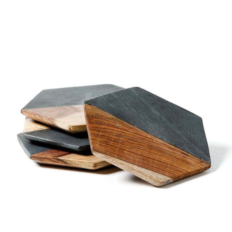 Raw Coasters Hexagon Set of 4 Slate