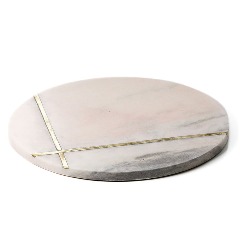 Pink Marble & Brass Large Zali Trivet