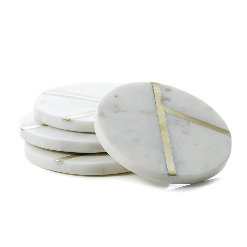 Zali White Marble & Brass Coaster