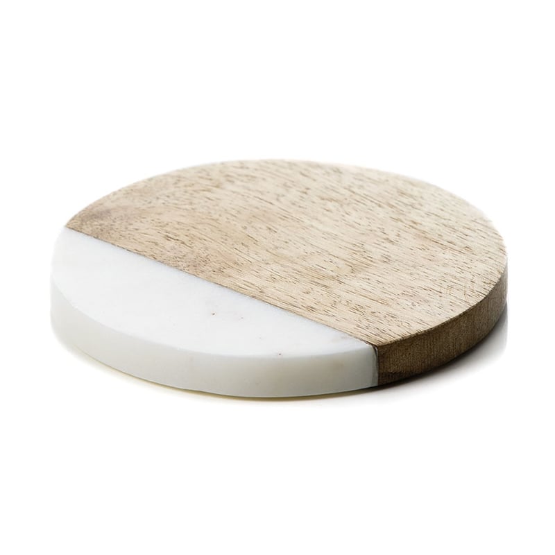 Zali White Marble Timber Coaster 4 Pack