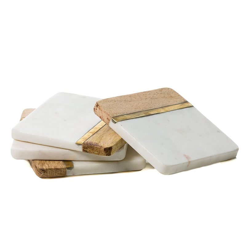 Mandalay Coaster Set Marble & Timber