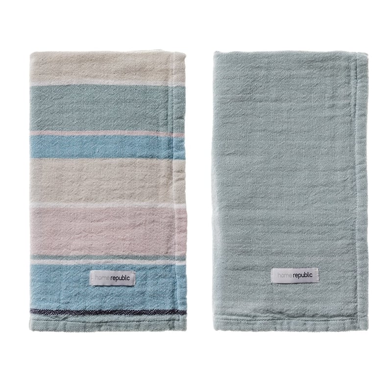 Hamptons Tea Towels Blue Pack of 2