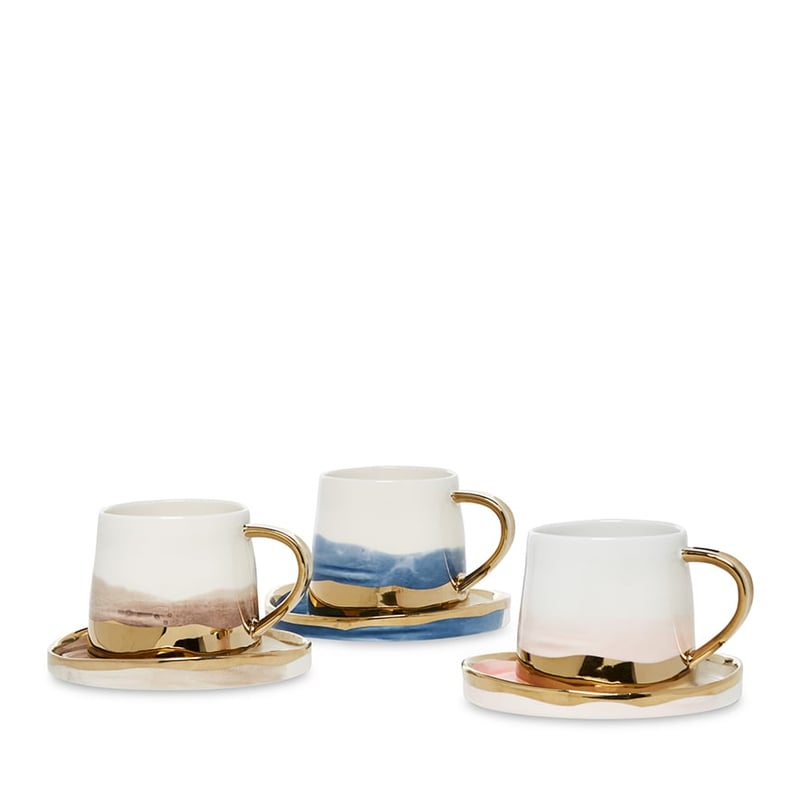 Gold Rim Collection Cup & Saucer Grey & Gold 