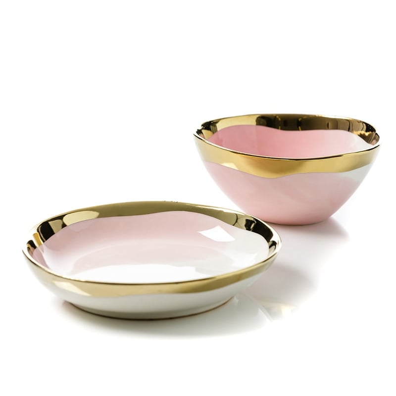 Gold Rim Plate Pink & Gold 