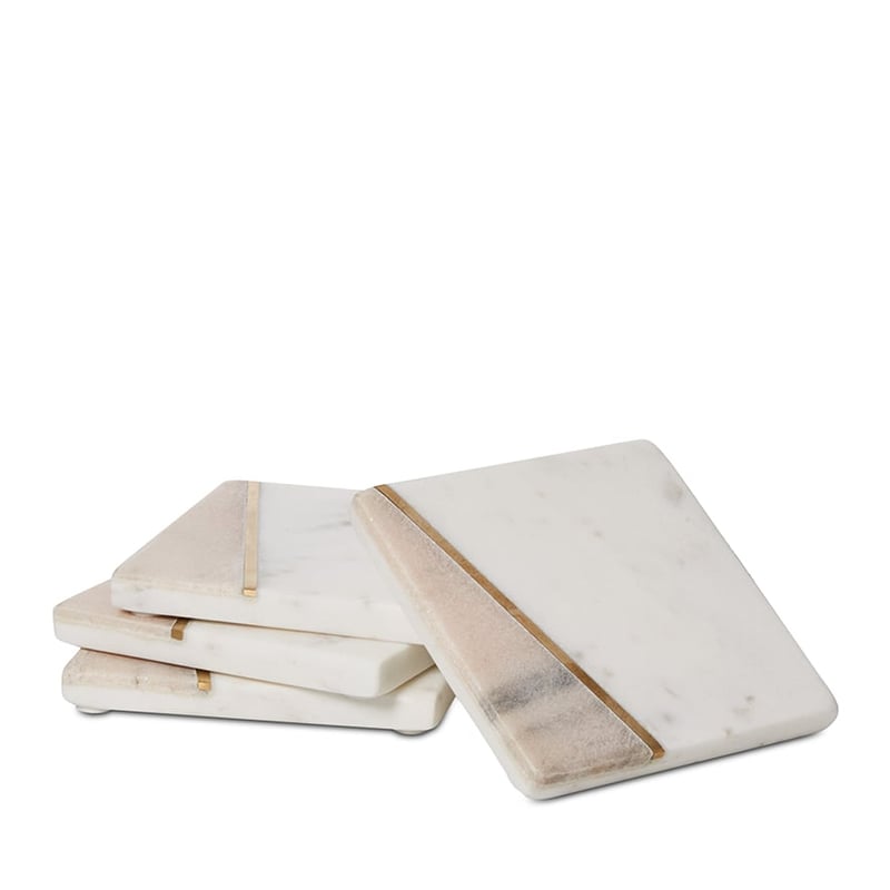 Riviera Set of 4 White & Pink Square Coasters