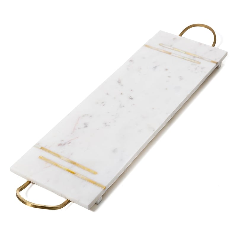 Capiz Tray White & Gold 